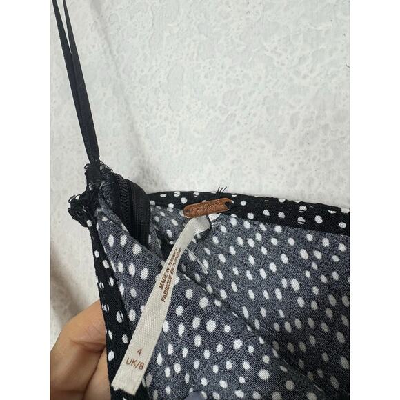 Free People Blake One Shoulder Maxi Dress Size 4 Polka Dot Aline Cocktail - Picture 5 of 13